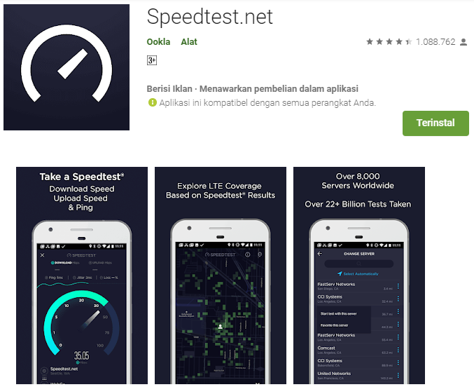 Cek Kecepatan Internet speedtest.net